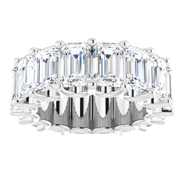 Platinum Emerald Lab-Grown Diamond Shared U-Prong Eternity Band – 6x4 mm Stones - view 3