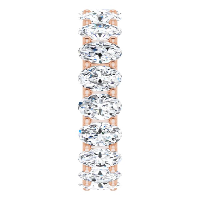 14K Gold Oval Natural Diamond Shared U-Prong Eternity Band – 5x3 mm Stones - Rose Gold - view 4