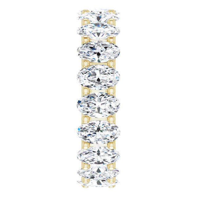 14K Gold Oval Natural Diamond Shared U-Prong Eternity Band – 5x3 mm Stones - Yellow Gold - view 4