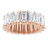 14K Gold Emerald Lab-Grown Diamond Shared U-Prong Eternity Band – 5x3 mm Stones - Rose Gold - view 3