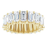 14K Gold Emerald Lab-Grown Diamond Shared U-Prong Eternity Band – 5x3 mm Stones - Yellow Gold - view 3