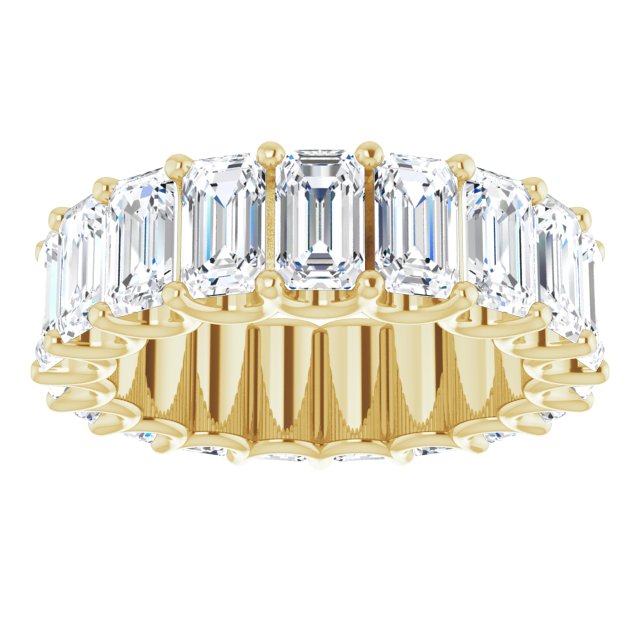 14K Gold Emerald Lab-Grown Diamond Shared U-Prong Eternity Band – 5x3 mm Stones - Yellow Gold - view 3