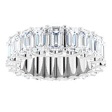 Platinum Emerald Lab-Grown Diamond Shared U-Prong Eternity Band – 5x3 mm Stones - view 3