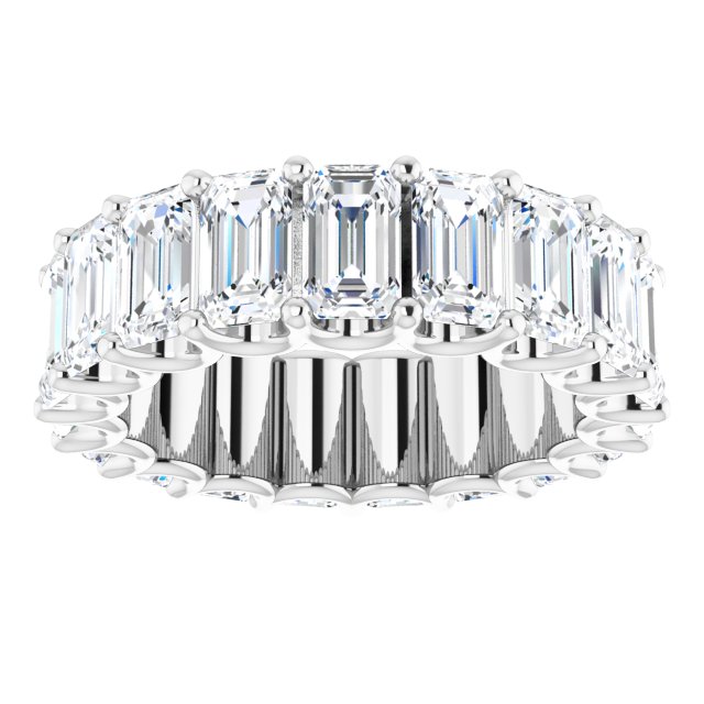 Platinum Emerald Lab-Grown Diamond Shared U-Prong Eternity Band – 5x3 mm Stones - view 3