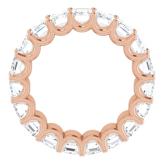 14K Gold Emerald Lab-Grown Diamond Shared U-Prong Eternity Band – 5x3 mm Stones - Rose Gold - view 2
