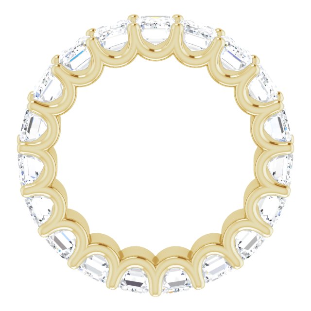 14K Gold Emerald Lab-Grown Diamond Shared U-Prong Eternity Band – 5x3 mm Stones - Yellow Gold - view 2