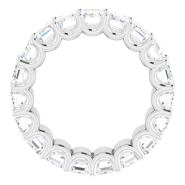 Platinum Emerald Natural Diamond Shared U-Prong Eternity Band – 5x3 mm Stones - view 2