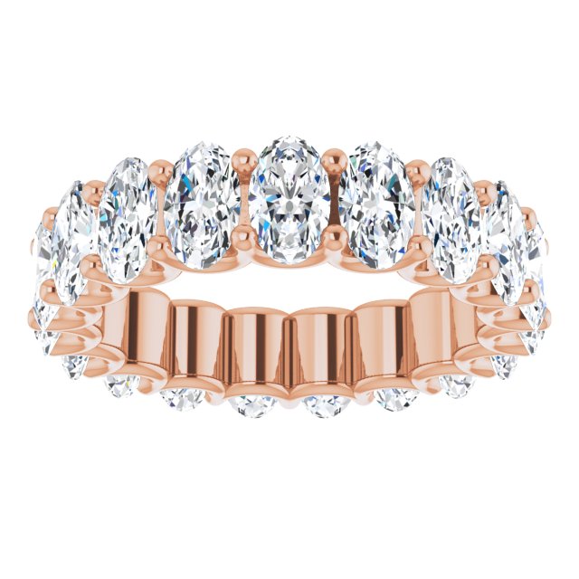 14K Gold Oval Lab-Grown Diamond Shared U-Prong Eternity Band – 5x3 mm Stones - Rose Gold - view 3