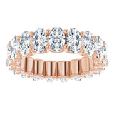 14K Gold Oval Natural Diamond Shared U-Prong Eternity Band – 5x3 mm Stones - Rose Gold - view 3