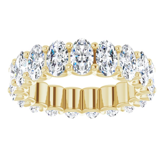 14K Gold Oval Lab-Grown Diamond Shared U-Prong Eternity Band – 5x3 mm Stones - Yellow Gold - view 3