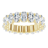 14K Gold Oval Natural Diamond Shared U-Prong Eternity Band – 5x3 mm Stones - Yellow Gold - view 3