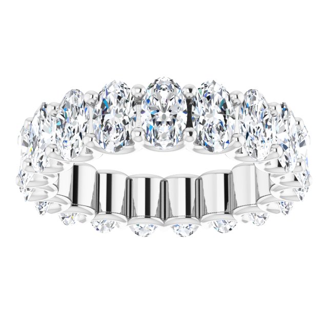 Platinum Oval Natural Diamond Shared U-Prong Eternity Band – 5x3 mm Stones - view 3