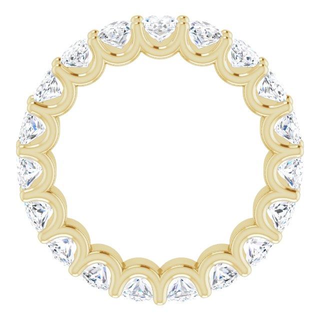 14K Gold Oval Natural Diamond Shared U-Prong Eternity Band – 5x3 mm Stones - Yellow Gold - view 2