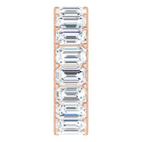 14K Gold Emerald Lab-Grown Diamond Shared U-Prong Eternity Band – 5x3 mm Stones - Rose Gold - view 4