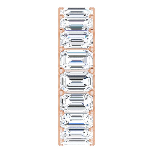 14K Gold Emerald Lab-Grown Diamond Shared U-Prong Eternity Band – 5x3 mm Stones - Rose Gold - view 4