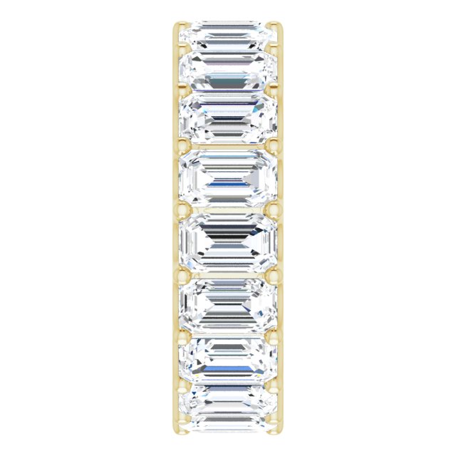 14K Gold Emerald Lab-Grown Diamond Shared U-Prong Eternity Band – 5x3 mm Stones - Yellow Gold - view 4
