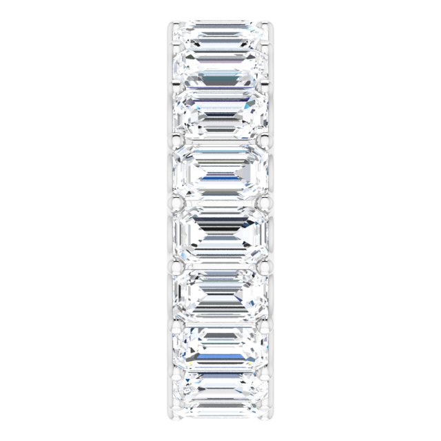 14K Gold Emerald Lab-Grown Diamond Shared U-Prong Eternity Band – 5x3 mm Stones - White Gold - view 4