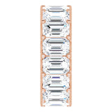 14K Gold Emerald Lab-Grown Diamond Shared U-Prong Eternity Band – 6x4 mm Stones - Rose Gold - view 4