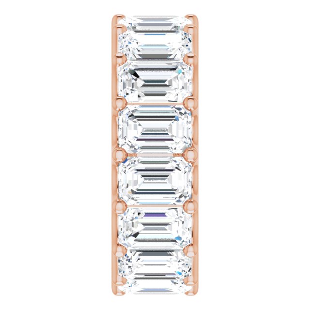 14K Gold Emerald Lab-Grown Diamond Shared U-Prong Eternity Band – 6x4 mm Stones - Rose Gold - view 4