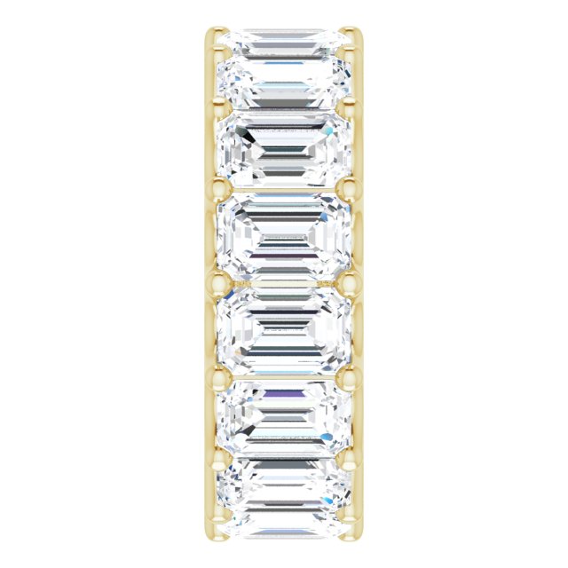 14K Gold Emerald Lab-Grown Diamond Shared U-Prong Eternity Band – 6x4 mm Stones - Yellow Gold - view 4