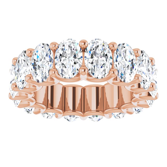 14K Gold Oval Lab-Grown Diamond Shared U-Prong Eternity Band – 6x4 mm Stones - Rose Gold - view 3