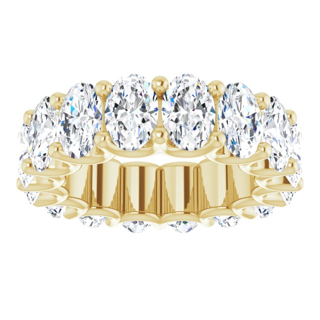 14K Gold Oval Lab-Grown Diamond Shared U-Prong Eternity Band – 6x4 mm Stones - Yellow Gold - view 3