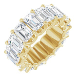 14K Gold Emerald Natural Diamond Shared U-Prong Eternity Band – 6x4 mm Stones - Yellow Gold