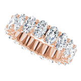 14K Gold Oval Natural Diamond Shared U-Prong Eternity Band – 5x3 mm Stones - Rose Gold - view 5