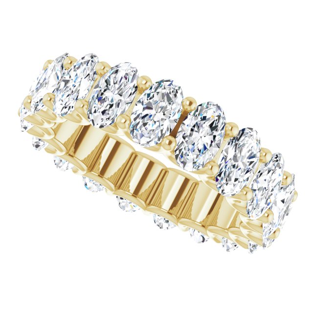 14K Gold Oval Natural Diamond Shared U-Prong Eternity Band – 5x3 mm Stones - Yellow Gold - view 5