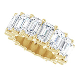 14K Gold Emerald Lab-Grown Diamond Shared U-Prong Eternity Band – 6x4 mm Stones - Yellow Gold - view 5