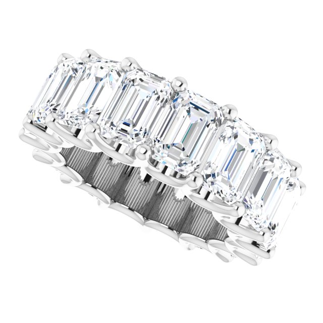 Platinum Emerald Lab-Grown Diamond Shared U-Prong Eternity Band – 6x4 mm Stones - view 5