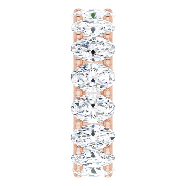 14K Gold Oval Lab-Grown Diamond Shared U-Prong Eternity Band – 6x4 mm Stones - Rose Gold - view 4