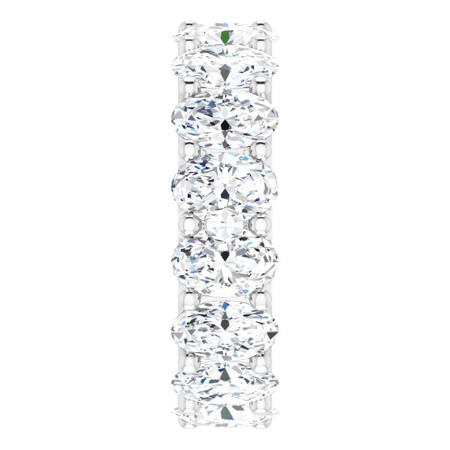 Platinum Oval Natural Diamond Shared U-Prong Eternity Band – 6x4 mm Stones - view 4