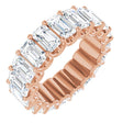 14K Gold Emerald Natural Diamond Shared U-Prong Eternity Band – 5x3 mm Stones - Rose Gold