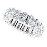 Platinum Oval Natural Diamond Shared U-Prong Eternity Band – 5x3 mm Stones - view 5