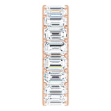 14K Gold Emerald Lab-Grown Diamond Shared U-Prong Eternity Band – 5x3 mm Stones - Rose Gold - view 4