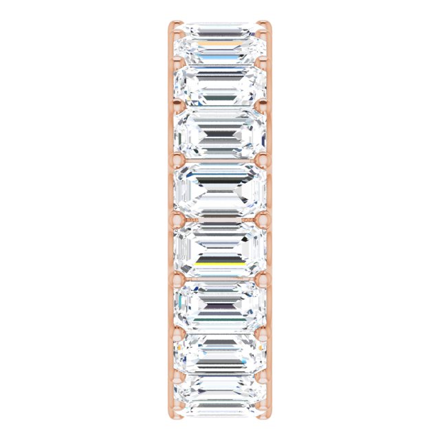 14K Gold Emerald Lab-Grown Diamond Shared U-Prong Eternity Band – 5x3 mm Stones - Rose Gold - view 4