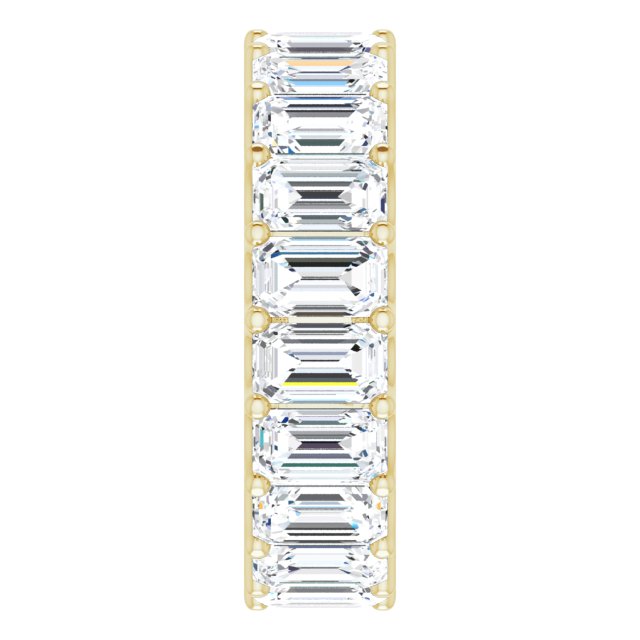 14K Gold Emerald Lab-Grown Diamond Shared U-Prong Eternity Band – 5x3 mm Stones - Yellow Gold - view 4