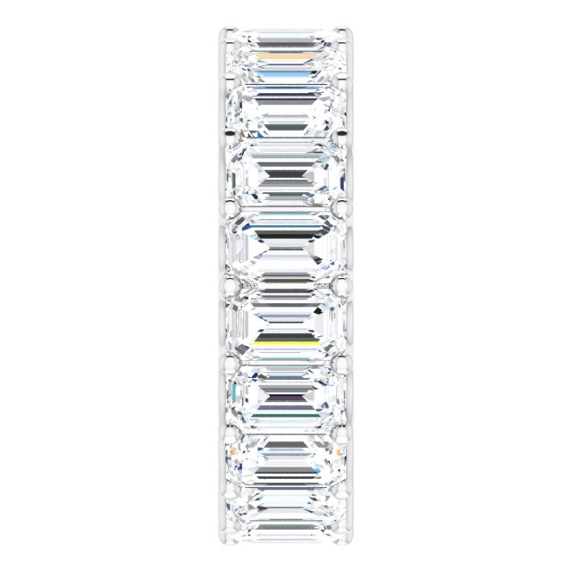 14K Gold Emerald Lab-Grown Diamond Shared U-Prong Eternity Band – 5x3 mm Stones - White Gold - view 4
