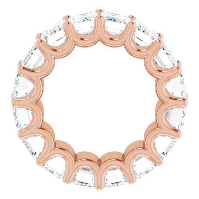 14K Gold Emerald Lab-Grown Diamond Shared U-Prong Eternity Band – 6x4 mm Stones - Rose Gold - view 2