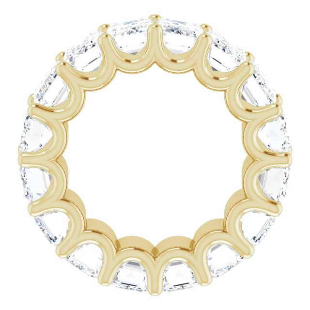 14K Gold Emerald Lab-Grown Diamond Shared U-Prong Eternity Band – 6x4 mm Stones - Yellow Gold - view 2