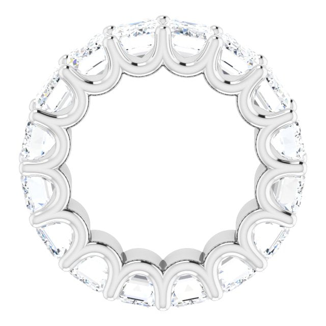 Platinum Emerald Lab-Grown Diamond Shared U-Prong Eternity Band – 6x4 mm Stones - view 2