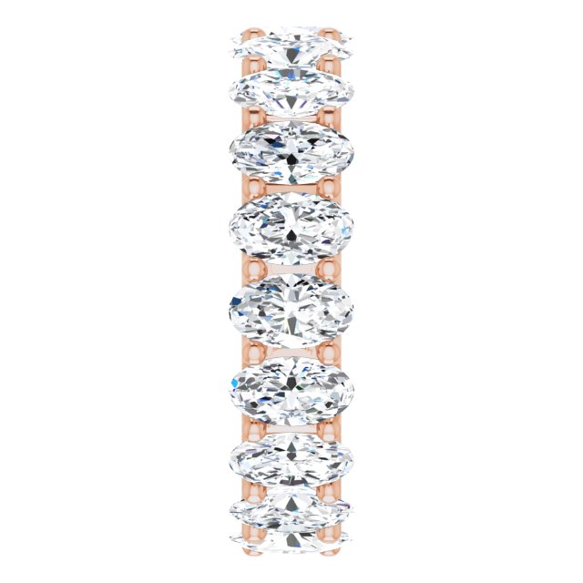 14K Gold Oval Natural Diamond Shared U-Prong Eternity Band – 5x3 mm Stones - Rose Gold - view 4