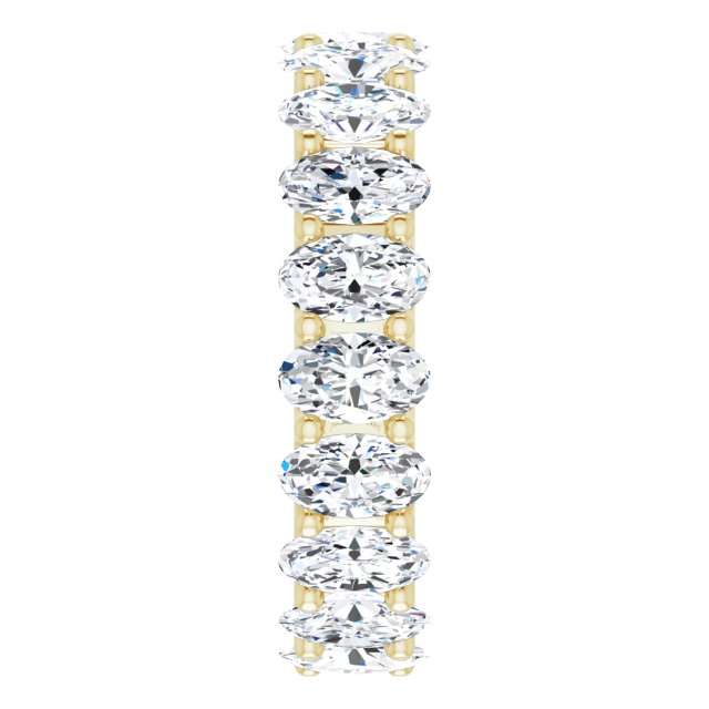 14K Gold Oval Natural Diamond Shared U-Prong Eternity Band – 5x3 mm Stones - Yellow Gold - view 4