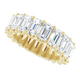 14K Gold Emerald Lab-Grown Diamond Shared U-Prong Eternity Band – 5x3 mm Stones - Yellow Gold - view 5