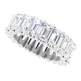 Platinum Emerald Lab-Grown Diamond Shared U-Prong Eternity Band – 5x3 mm Stones - view 5