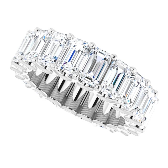 Platinum Emerald Lab-Grown Diamond Shared U-Prong Eternity Band – 5x3 mm Stones - view 5