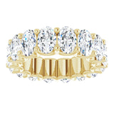 14K Gold Oval Natural Diamond Shared U-Prong Eternity Band – 6x4 mm Stones - Yellow Gold - view 3