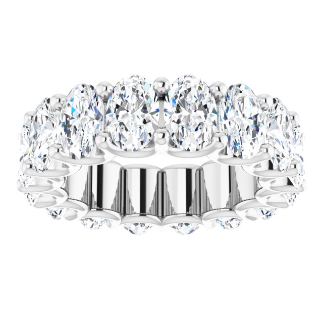 Platinum Oval Natural Diamond Shared U-Prong Eternity Band – 6x4 mm Stones - view 3