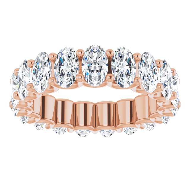 14K Gold Oval Lab-Grown Diamond Shared U-Prong Eternity Band – 5x3 mm Stones - Rose Gold - view 3